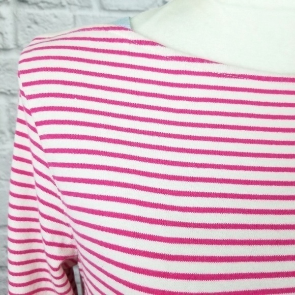 Vineyard Vines top white pink striped long sleeve chambray detail women's size S - Picture 4 of 9